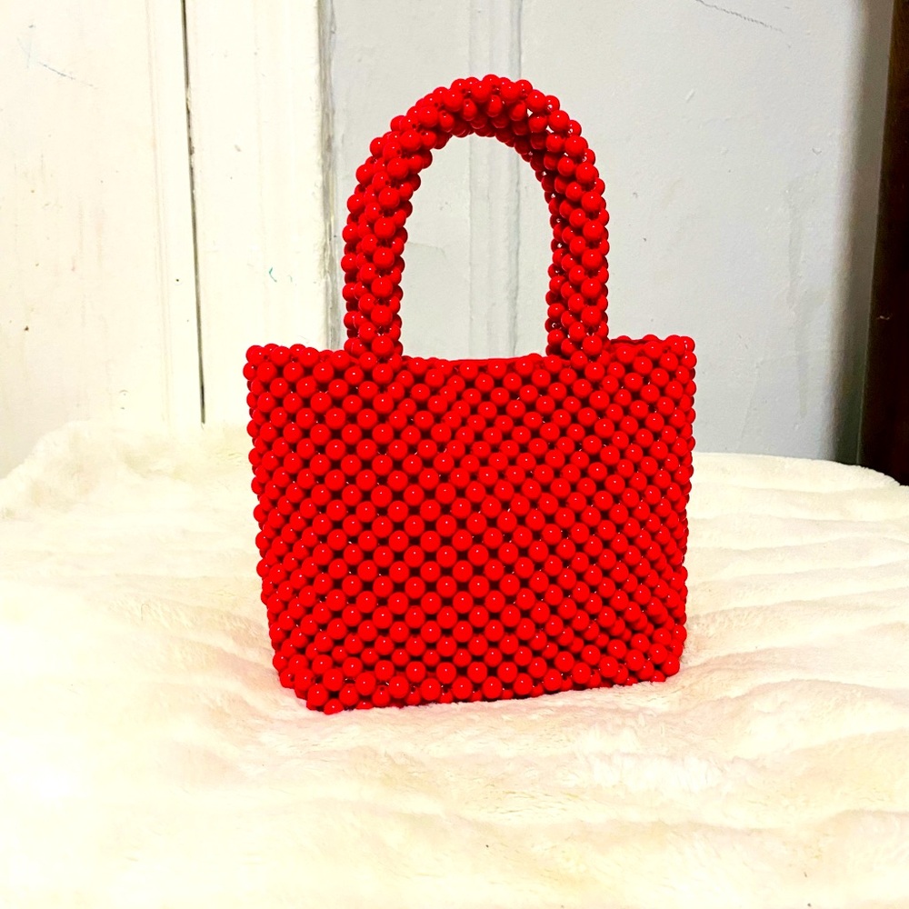 Zara, hot-pink beaded bag
